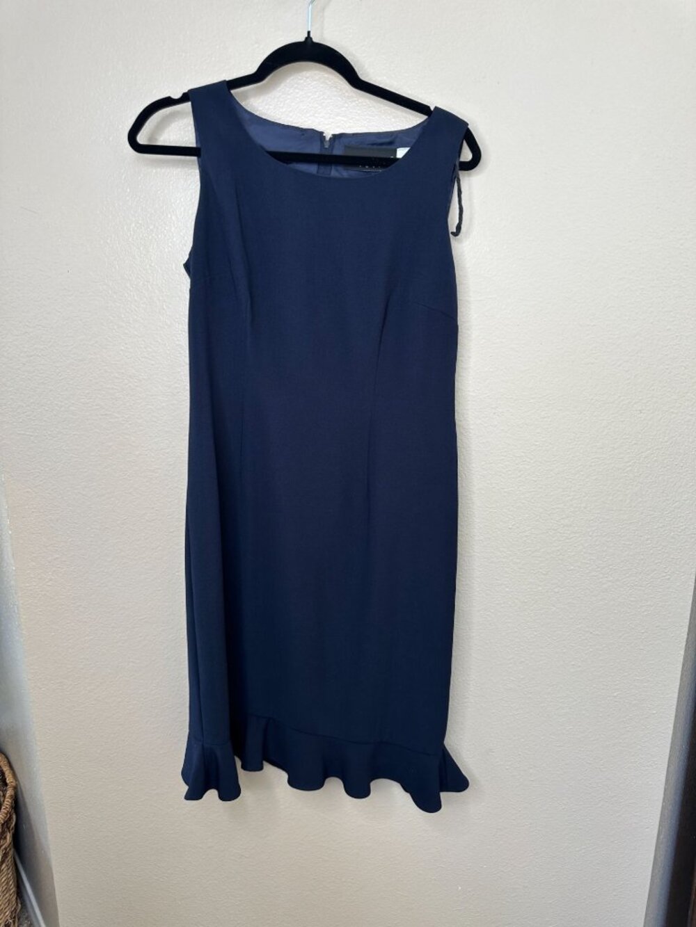 Sag Harbor Petite Navy Sleeveless Ruffle Hem Dress Size 8P Classic Polyester